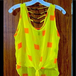 Bright Yellow orange patch blouse